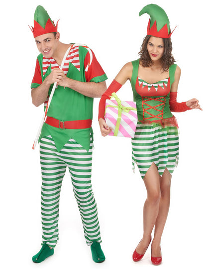 Disfraz pareja elfo Navidad adulto