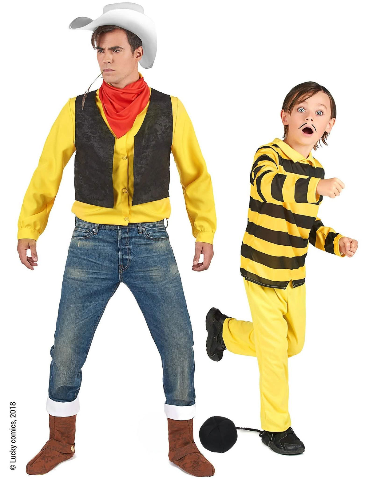 Disfraz pareja Lucky Luke™ y Dalton padre e hijo