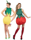 Disfraz de pareja de frutas fresa y piña para mujer
