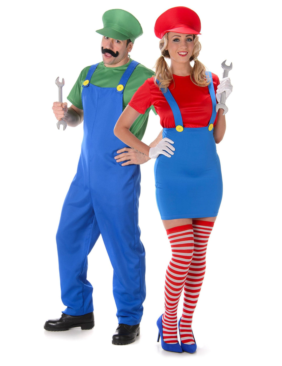 Disfraz de pareja fontanero adulto