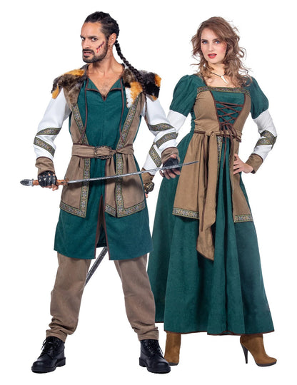 Disfraz de pareja de guerreros vikingos para adultos