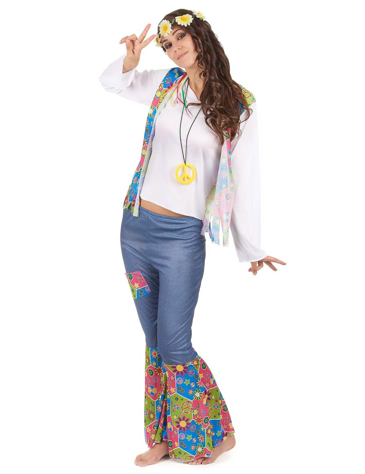 Disfraz de pareja hippie azul adulto