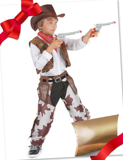 Cofre de regalo disfraz de vaquero con accesorios niño