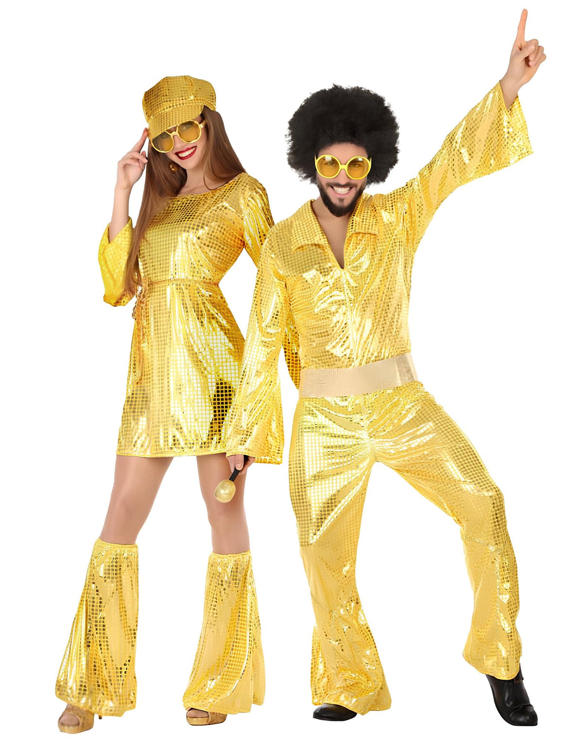 Disfraz pareja disco dorado