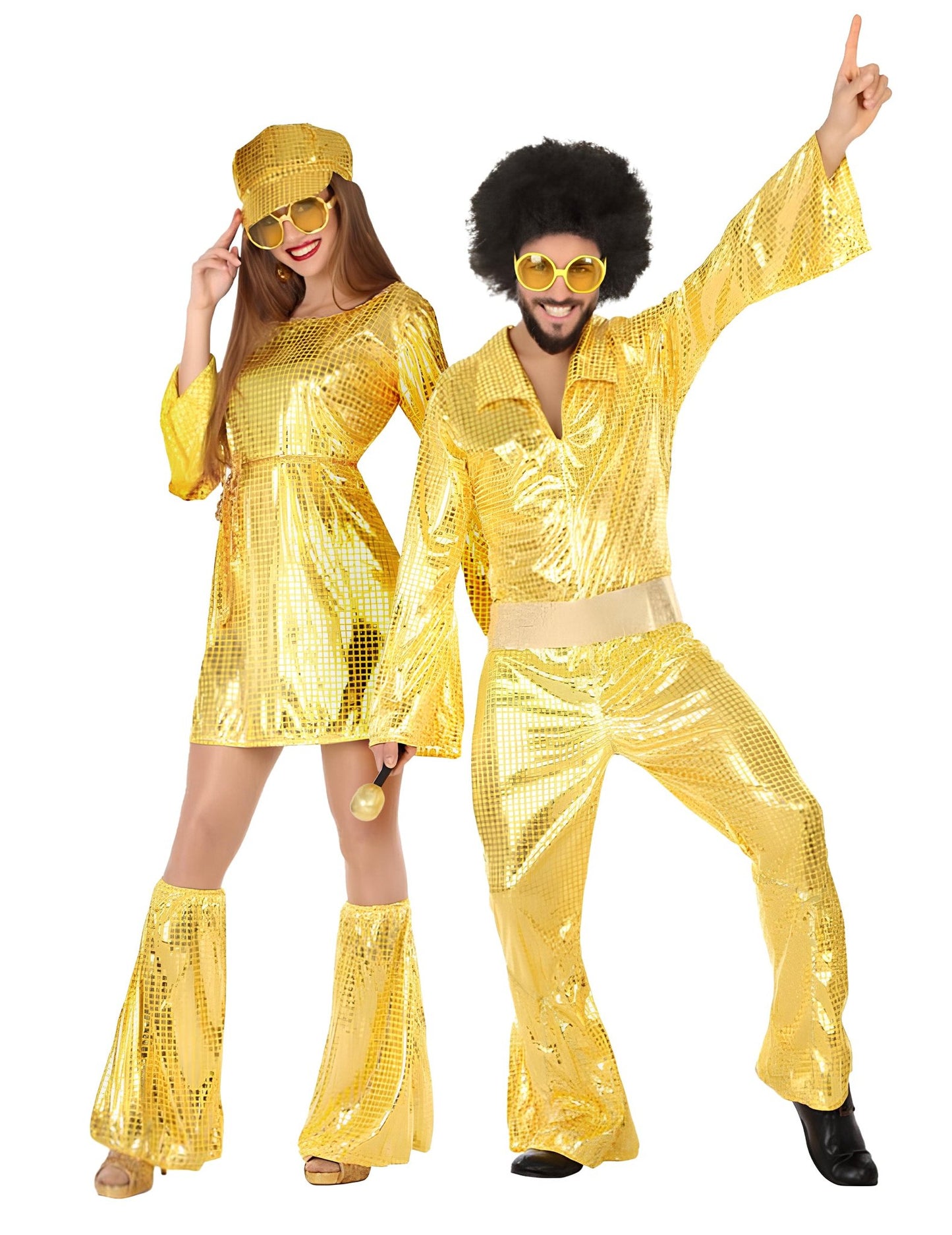Disfraz pareja disco dorado