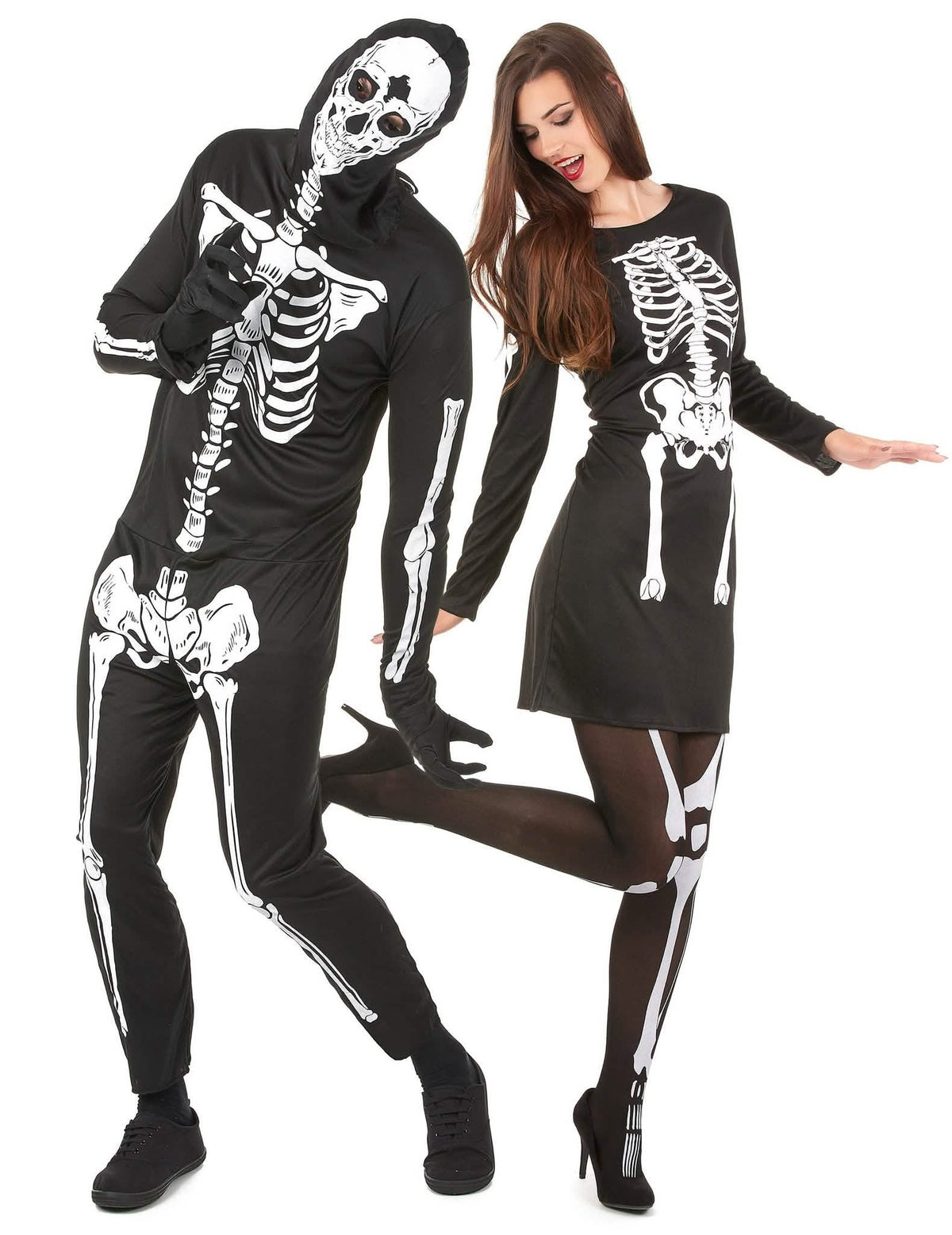Disfraz de pareja esqueletos Halloween adulto