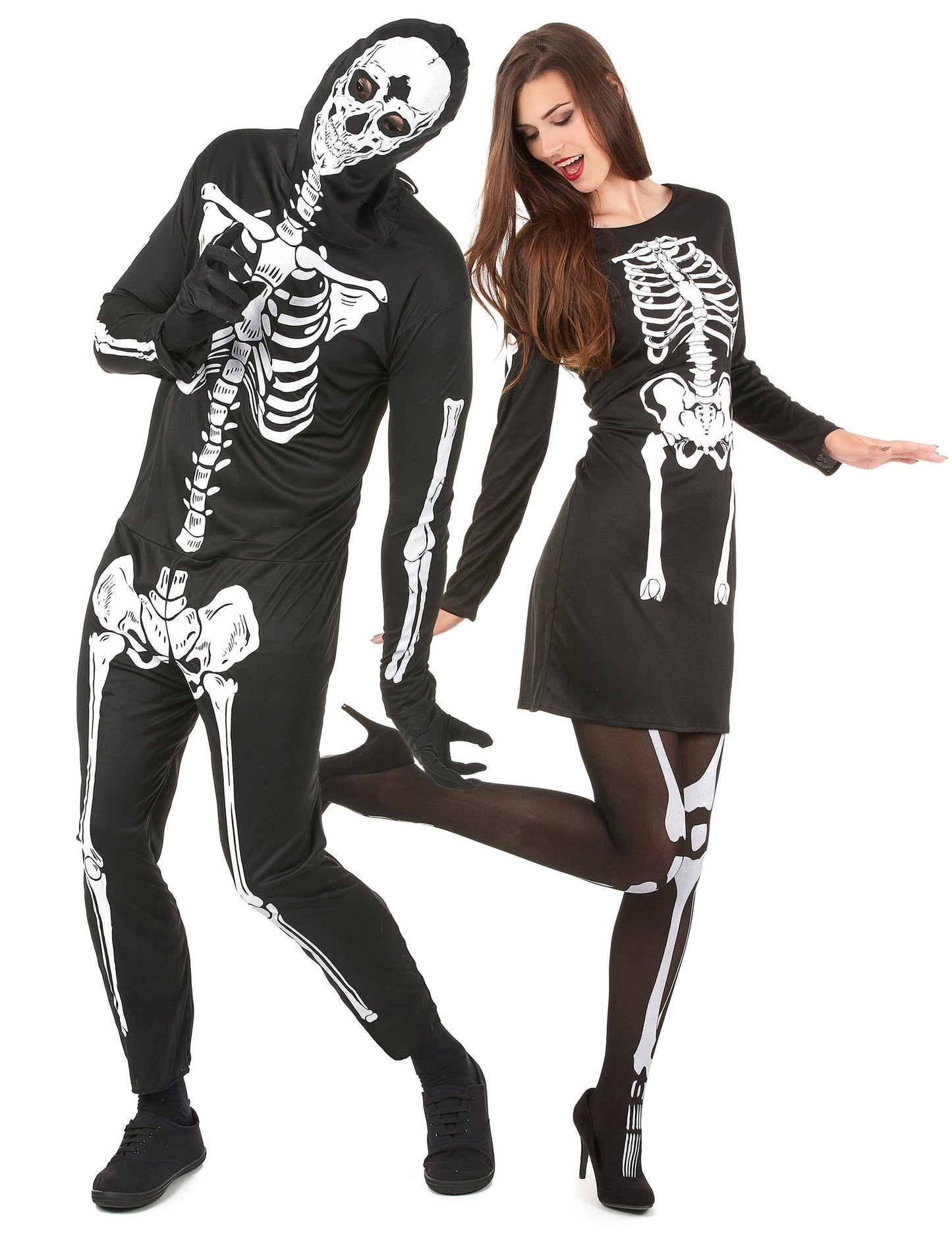 Disfraz de pareja esqueletos Halloween adulto