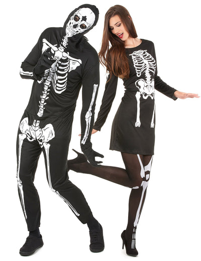 Disfraz de pareja esqueletos Halloween adulto