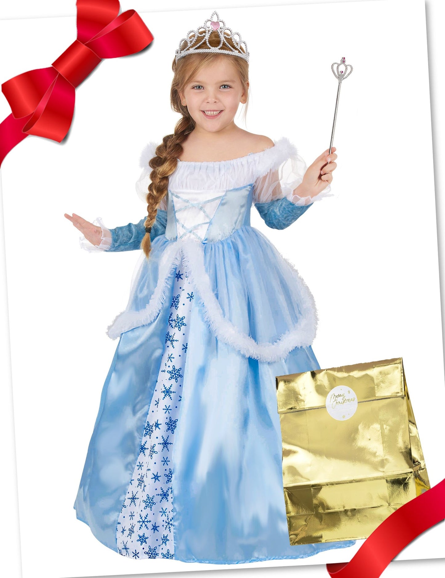 Cofre de regalo disfraz princesa azul con accesorios niña