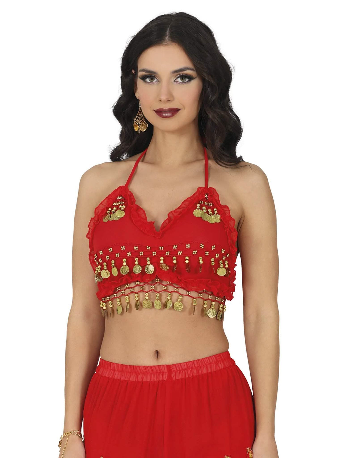 Disfraz completo de bailarina oriental rojo y negro para mujer