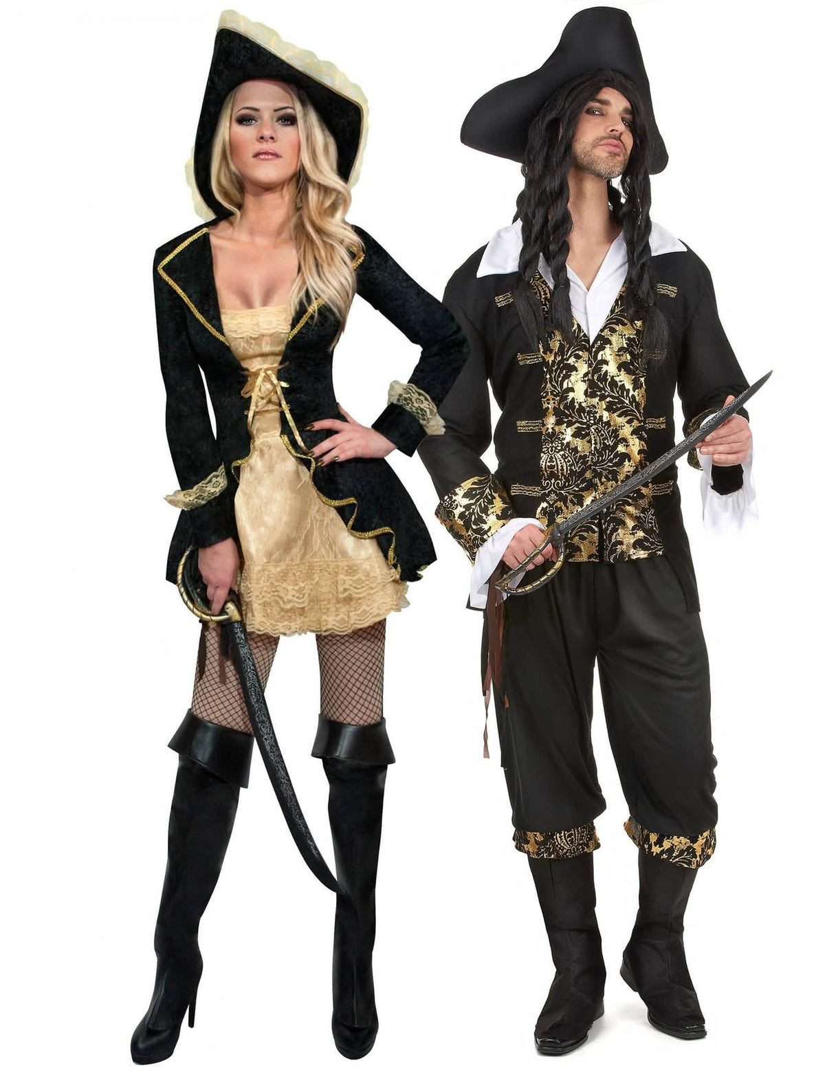 Disfraz de pareja pirata barroco adulto