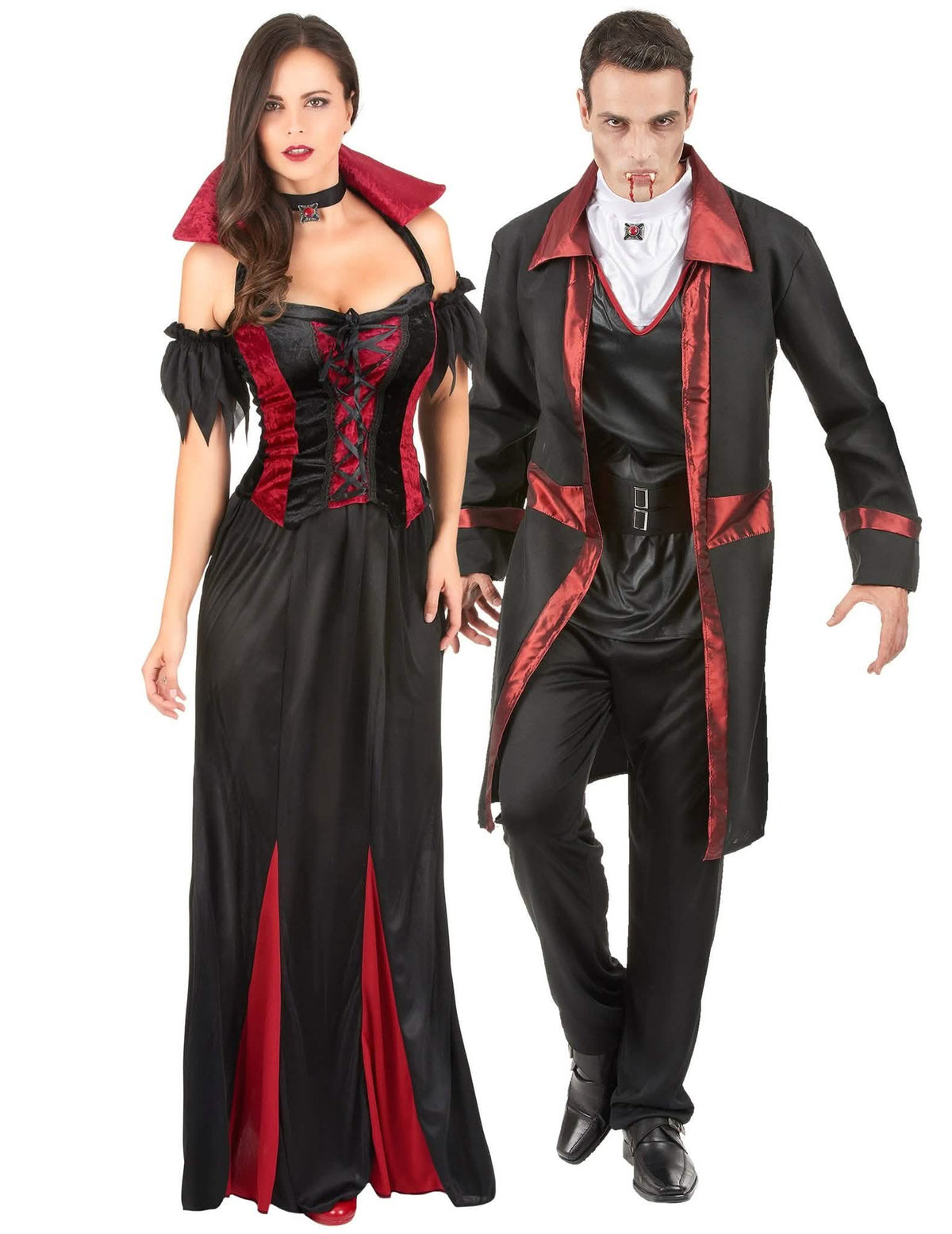 Disfraz de pareja de vampiros elegantes Halloween adultos