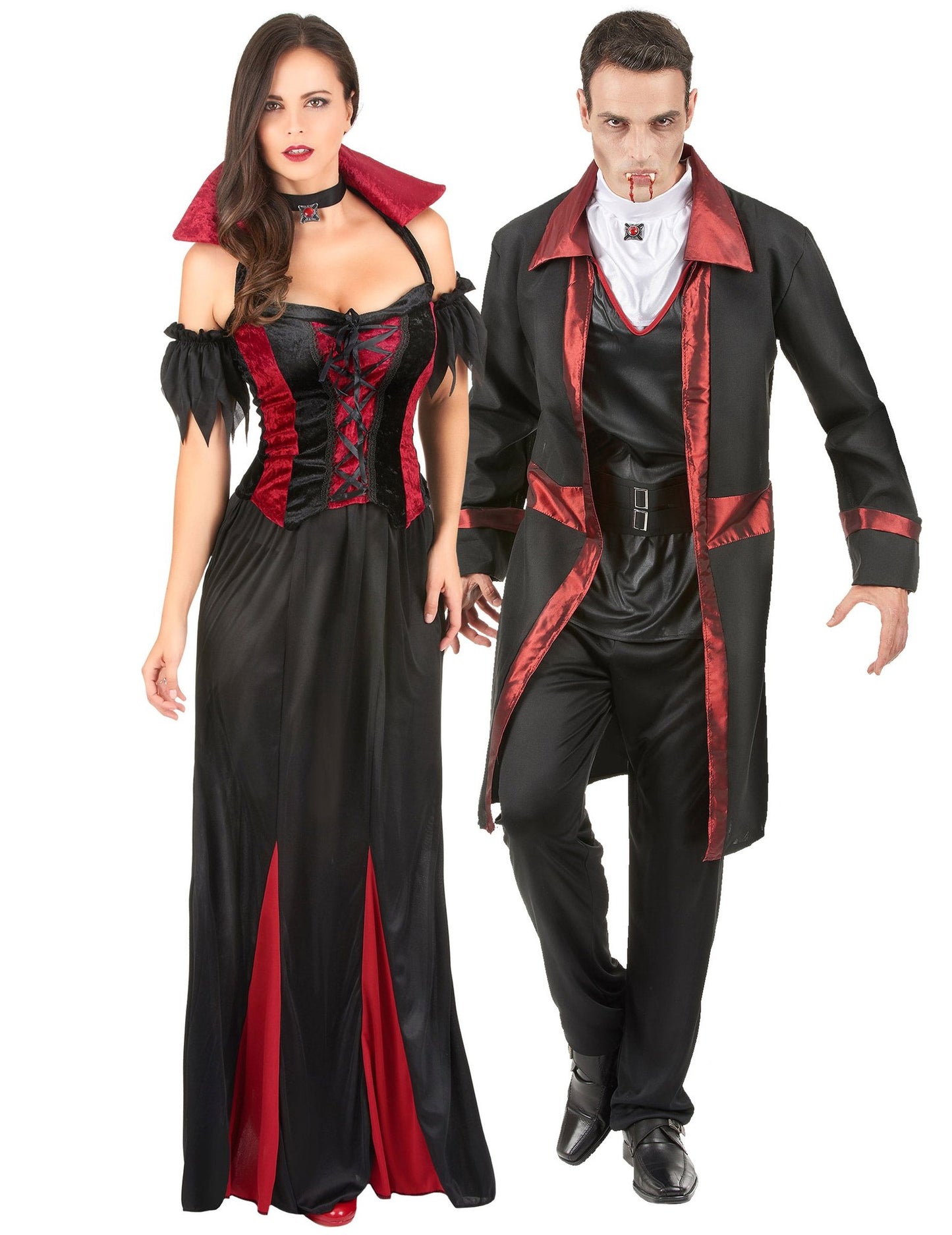 Disfraz de pareja de vampiros elegantes Halloween adultos