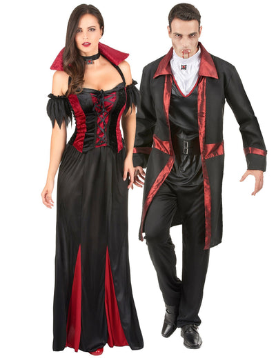 Disfraz de pareja de vampiros elegantes Halloween adultos