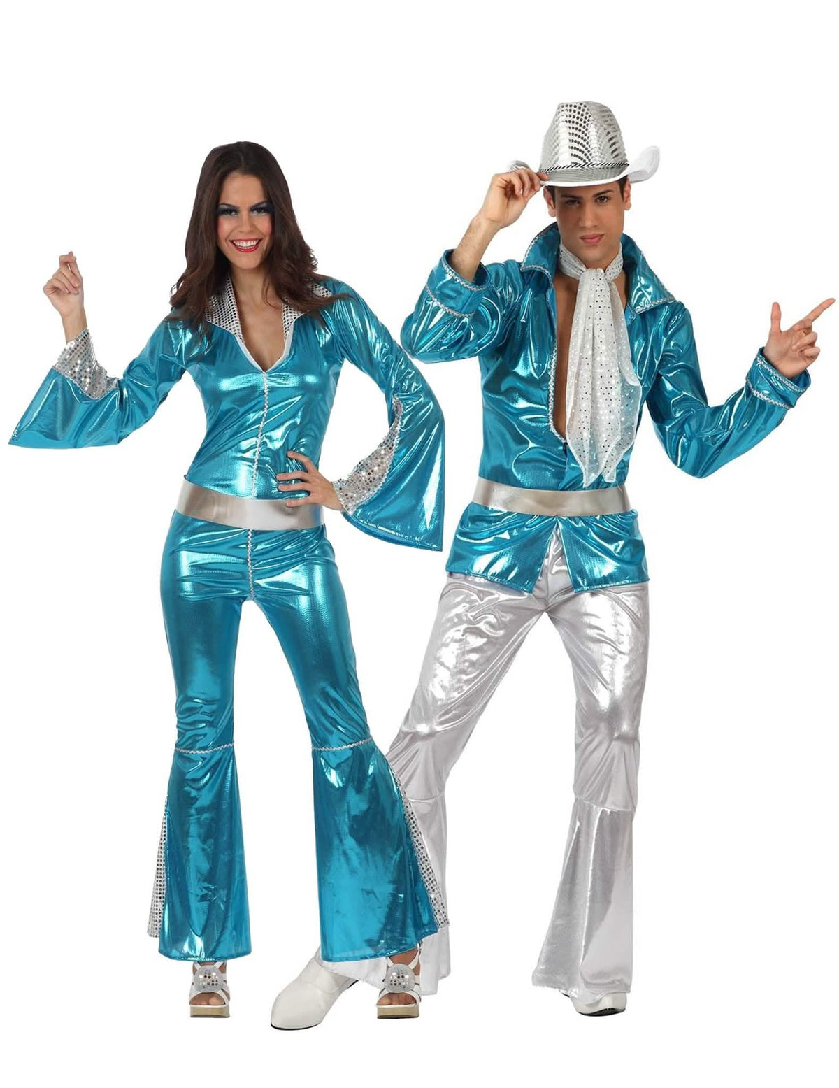 Disfraces de pareja disco azul adultos