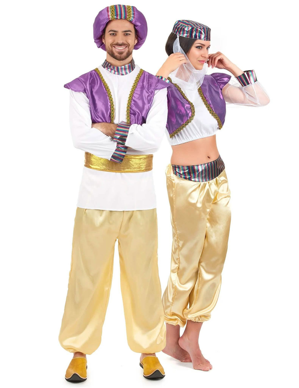 Disfraz de pareja de sultán y bailarina del vientre para adultos