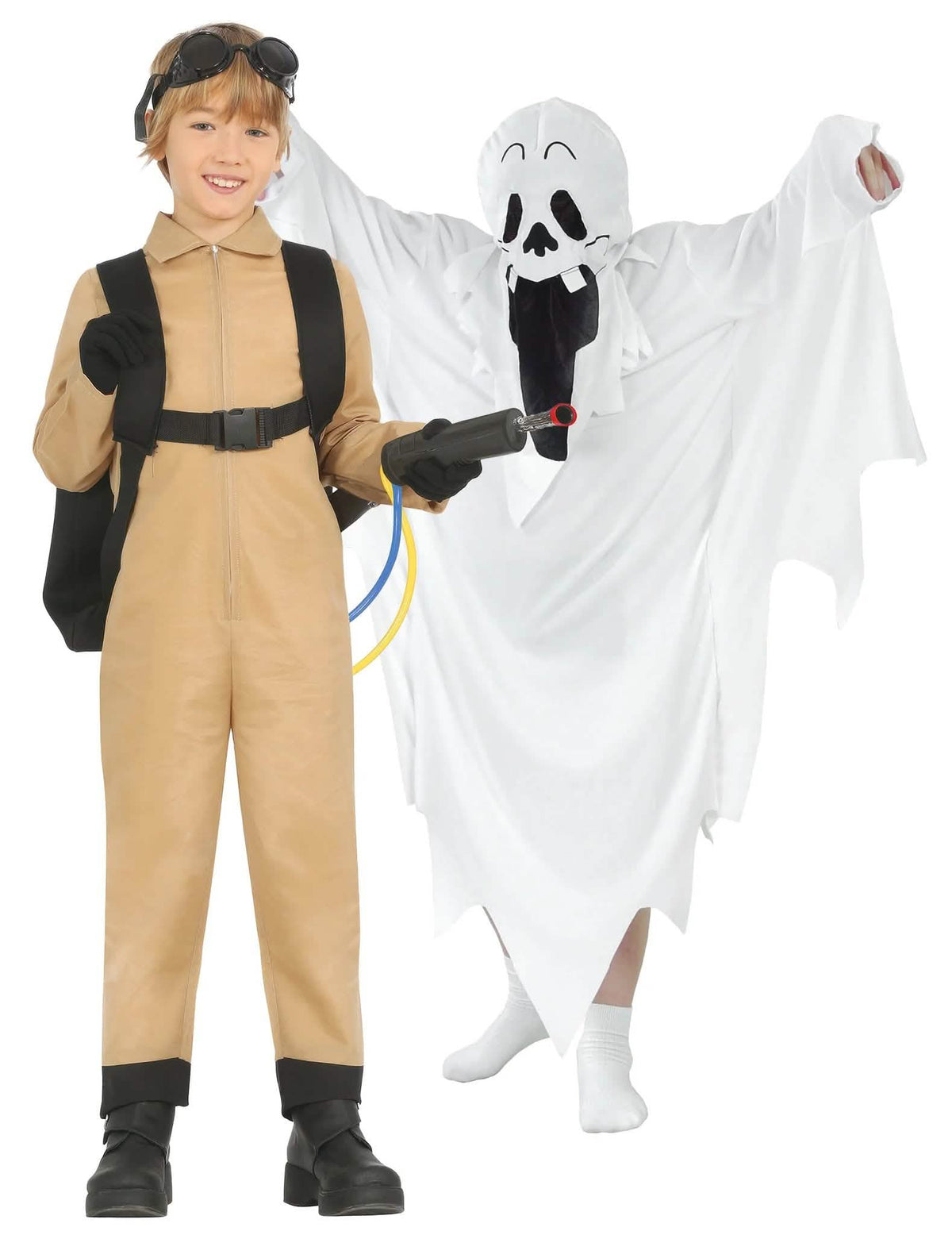 Disfraz de pareja cazador y fantasma para niños