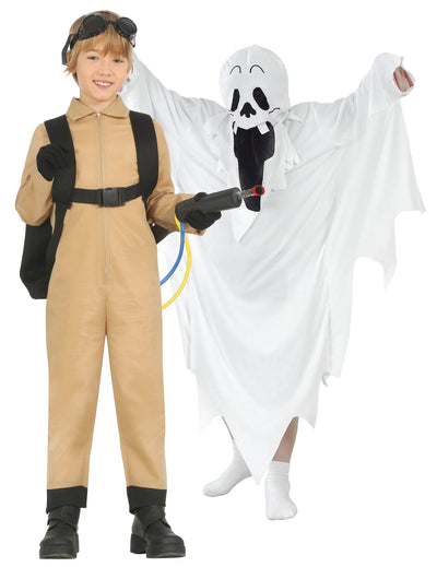 Disfraz de pareja cazador y fantasma para niños