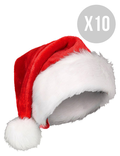 Paquete de 10 gorros navideños para adulto