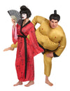 Disfraz de pareja de sumo y geisha para adulto