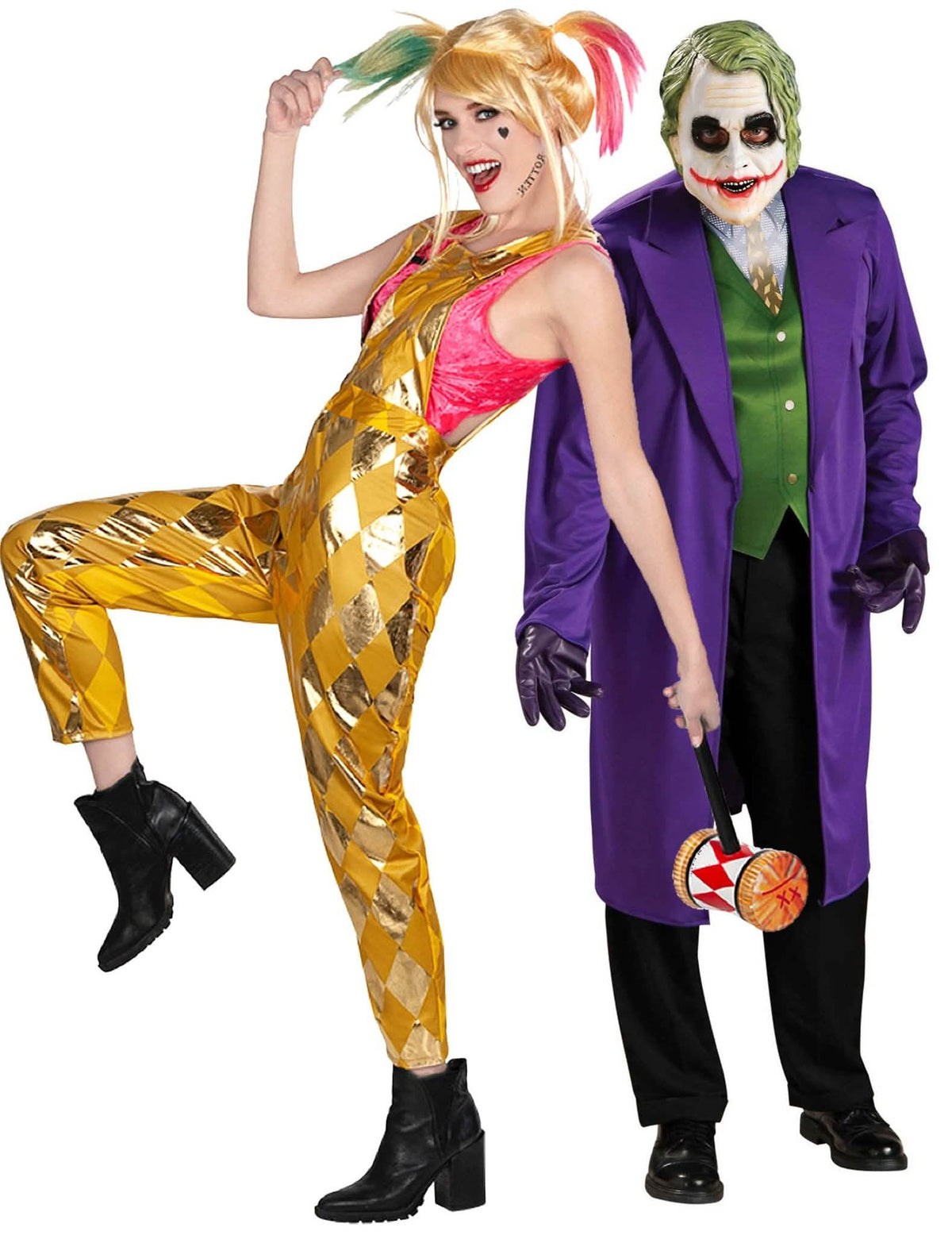 Disfraz de pareja Harley Quinn Birds of Prey™ y Joker The Dark Knight™ Halloween adulto
