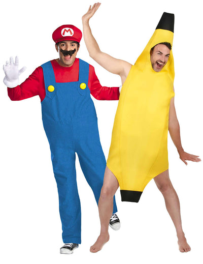 Disfraz de pareja Mario™ y plátano adulto