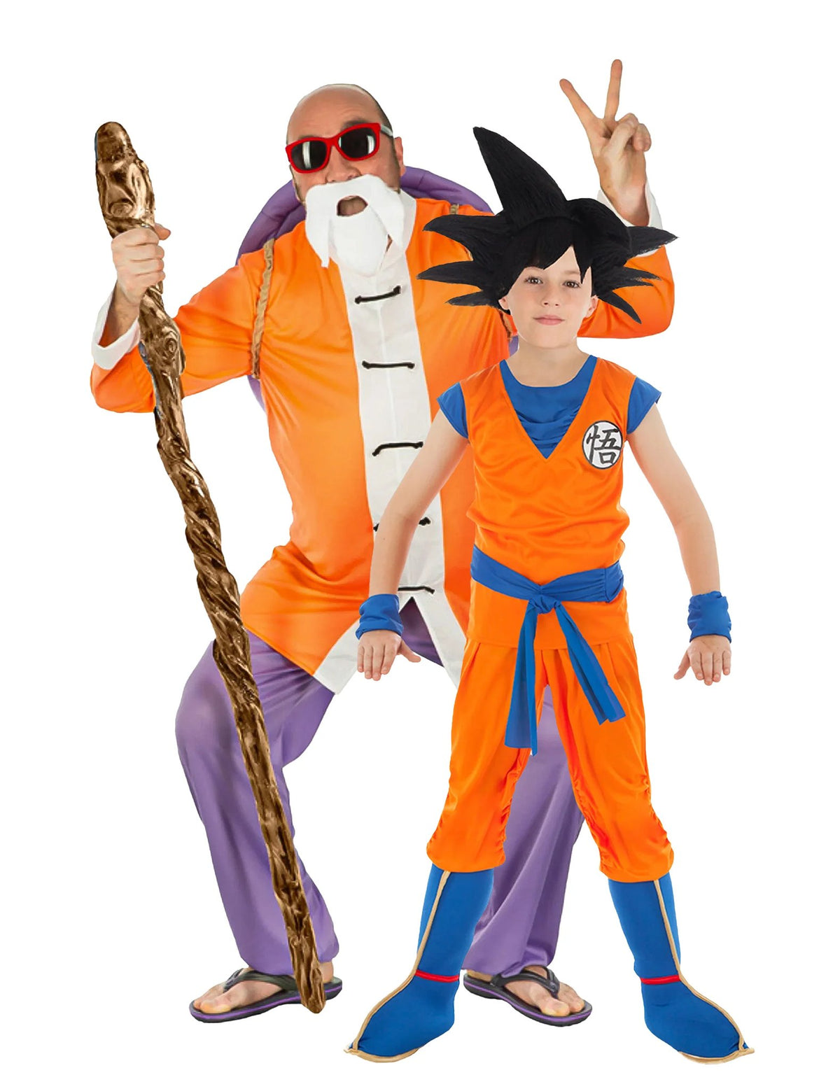 Disfraz de pareja Maestro Roshi y Goku padre e hijo