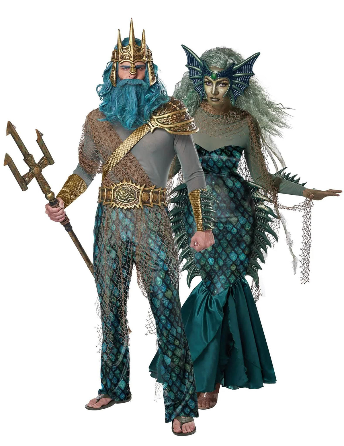 Disfraz de pareja Dios del Mar y Sirena para adulto