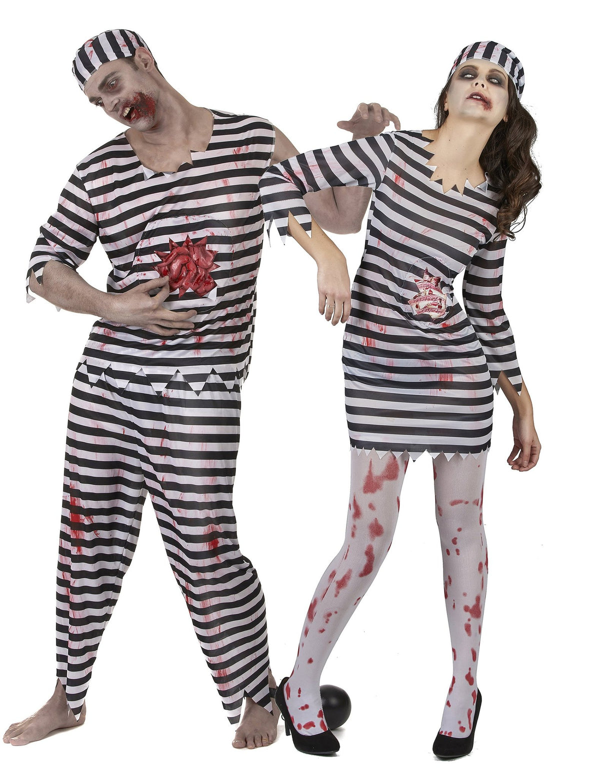Disfraz de pareja prisioneros Zombie Halloween
