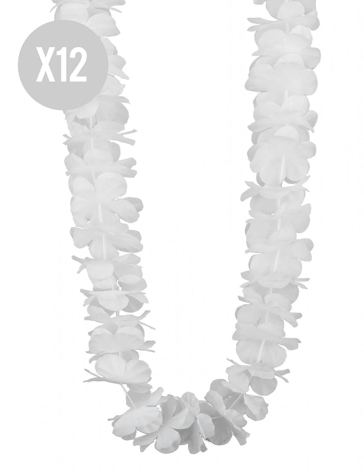 12 collares hawaianos blancos