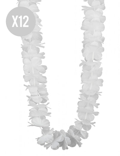 12 collares hawaianos blancos