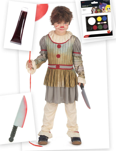 Pack disfraz payaso terrorífico Halloween niño