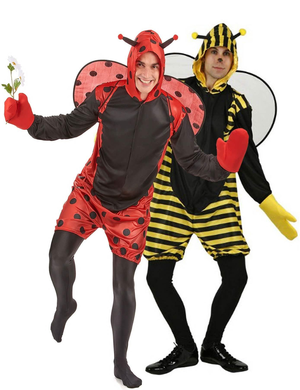 Disfraz de pareja de abeja y mariquita para hombres