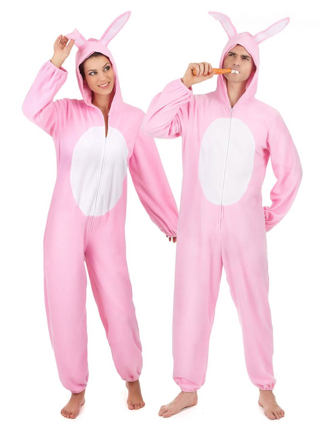 Disfraz de pareja conejo rosa