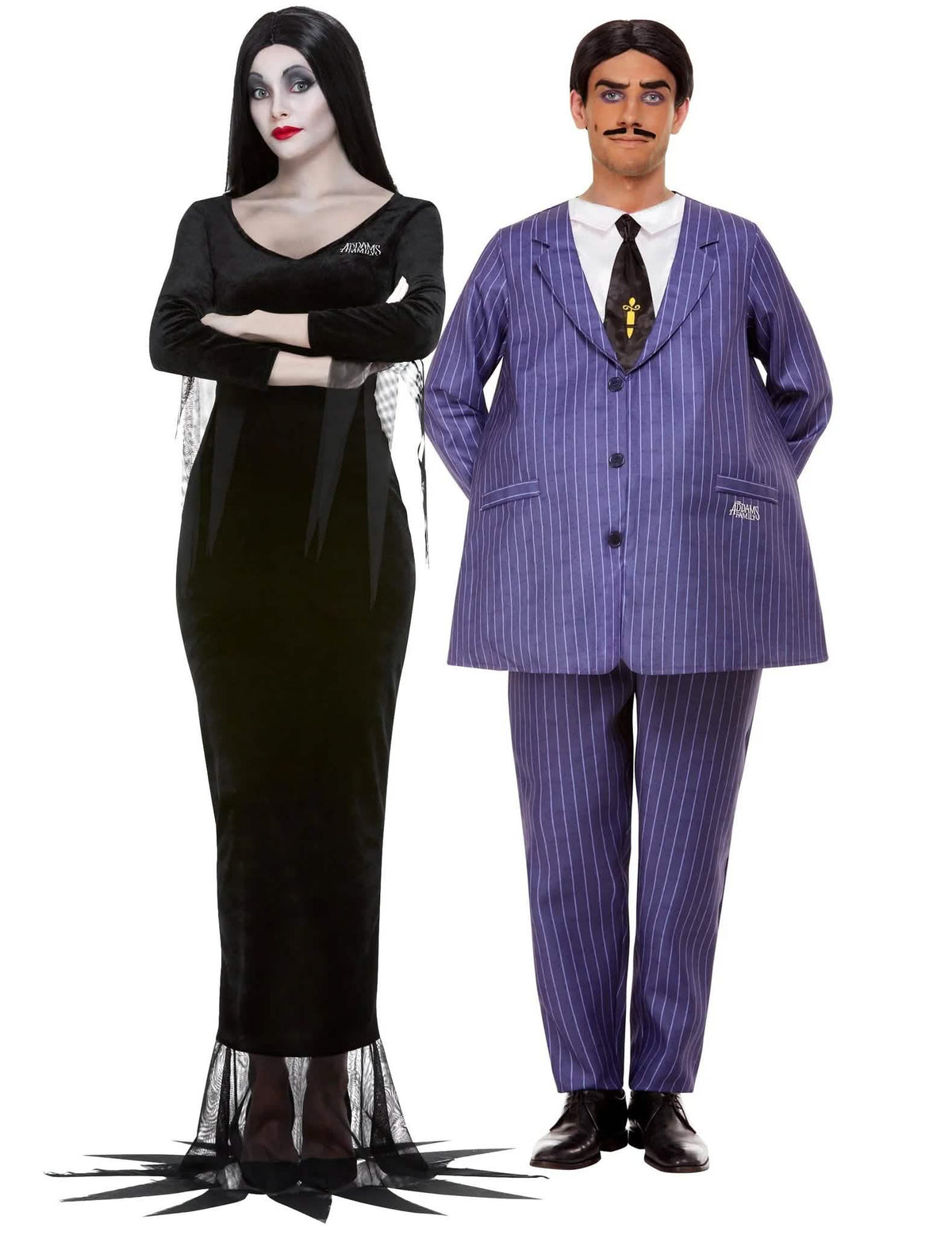 Disfraz de pareja Morticia y Gómez de la familia Addams™ para adultos