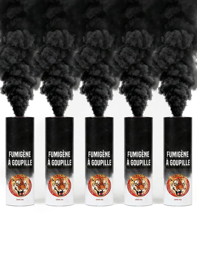 Lote de 5 fumígenos con pasador negros 1 min