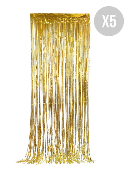 Pack de 5 cortinas doradas brillantes