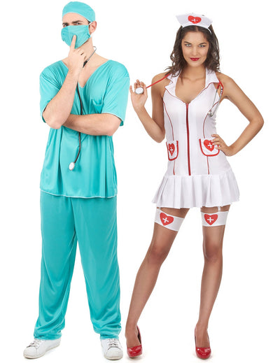 Disfraz de pareja enfermera y doctor