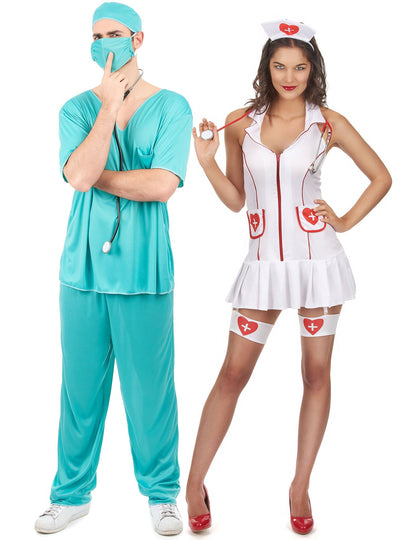 Disfraz de pareja enfermera y doctor