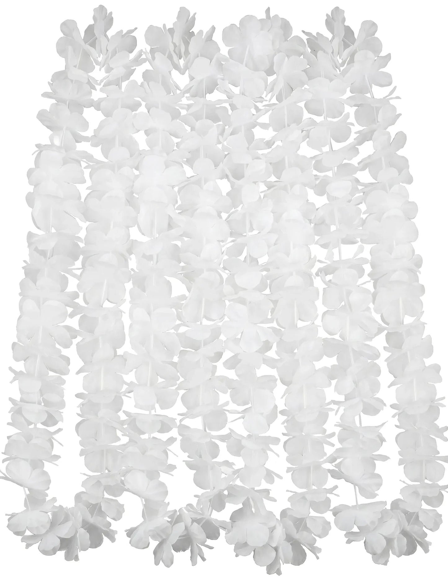 12 collares hawaianos blancos