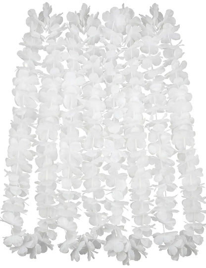 12 collares hawaianos blancos