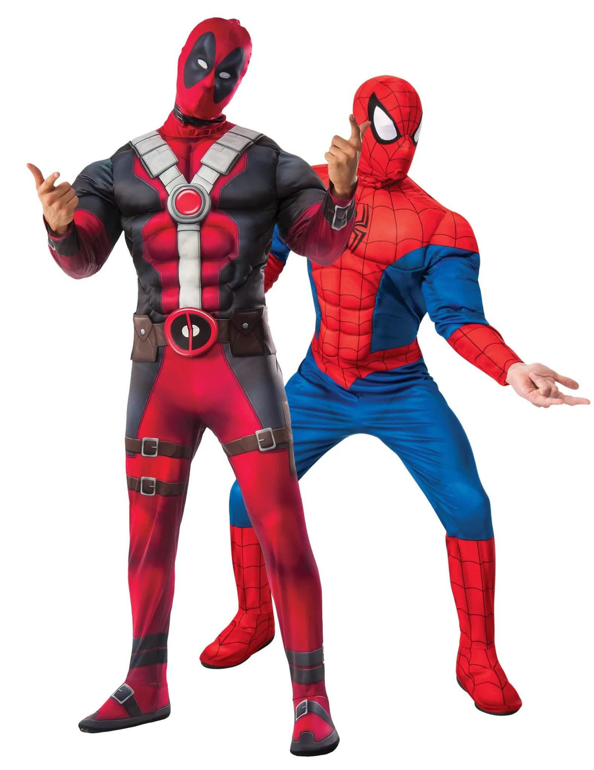 Disfraz de pareja de Spiderman™ y Deadpool™ para adulto