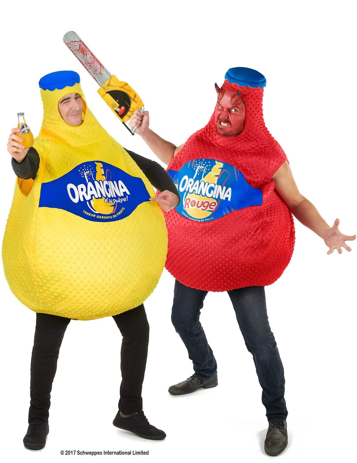 Disfraz de pareja Botellas Orangina™ Adulto