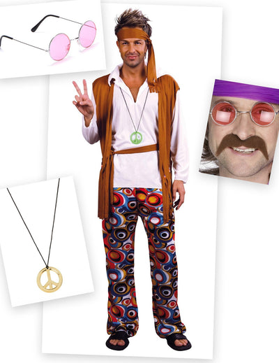 Pack disfraz hippie hombre