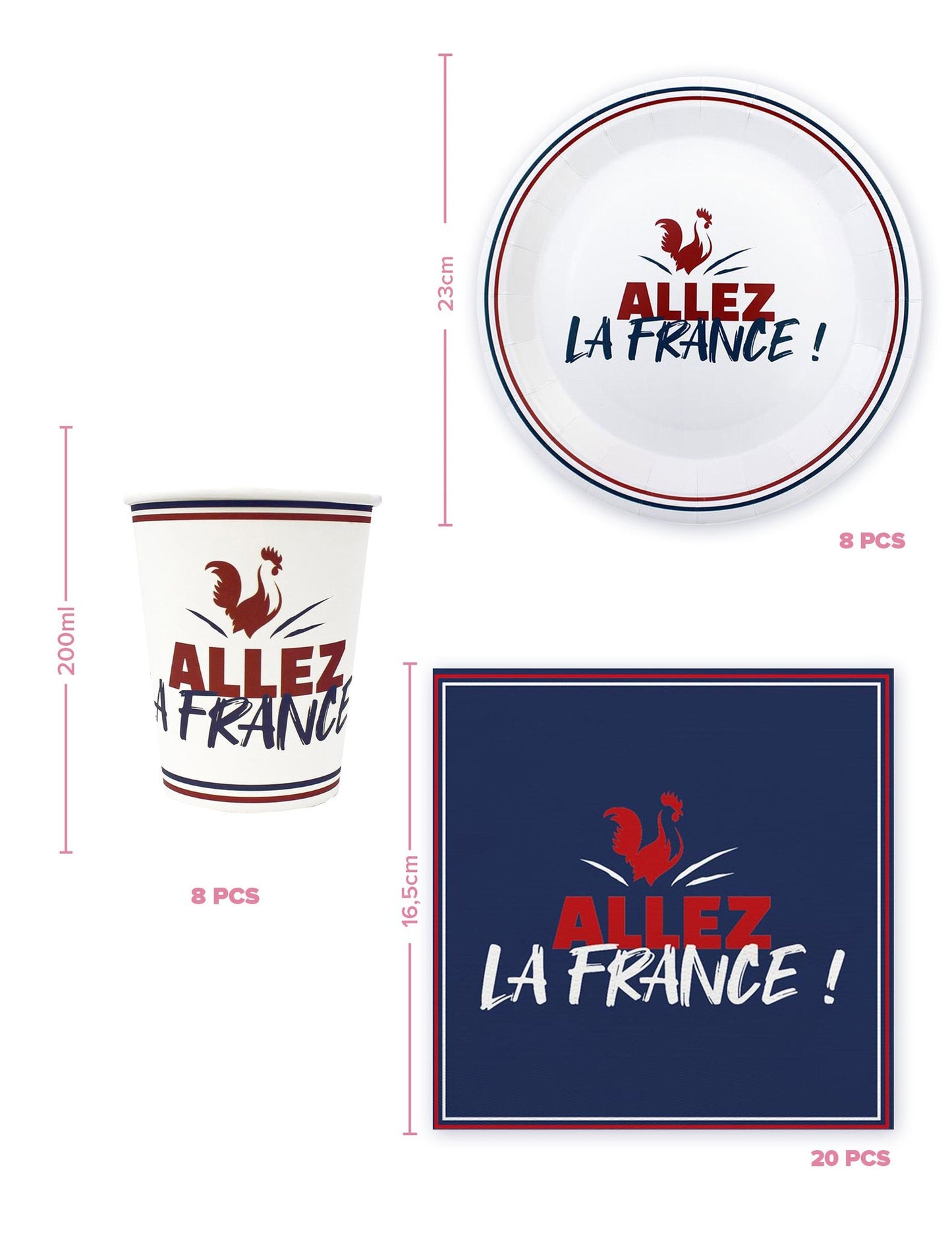 Kit de vajilla desechable Allez la France
