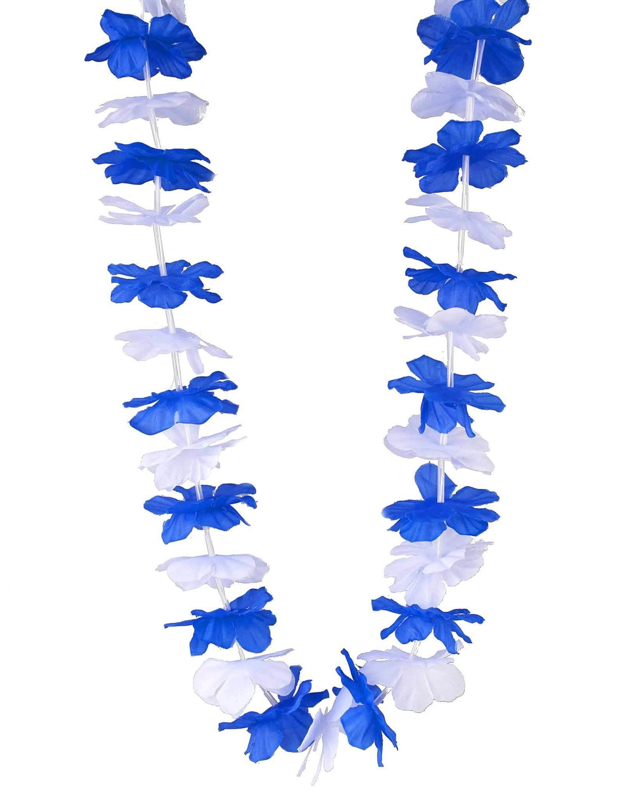 12 collares hawaianos azules y blancos para adulto