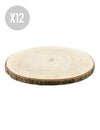 12 rodajas de madera natural 28 a 33 cm