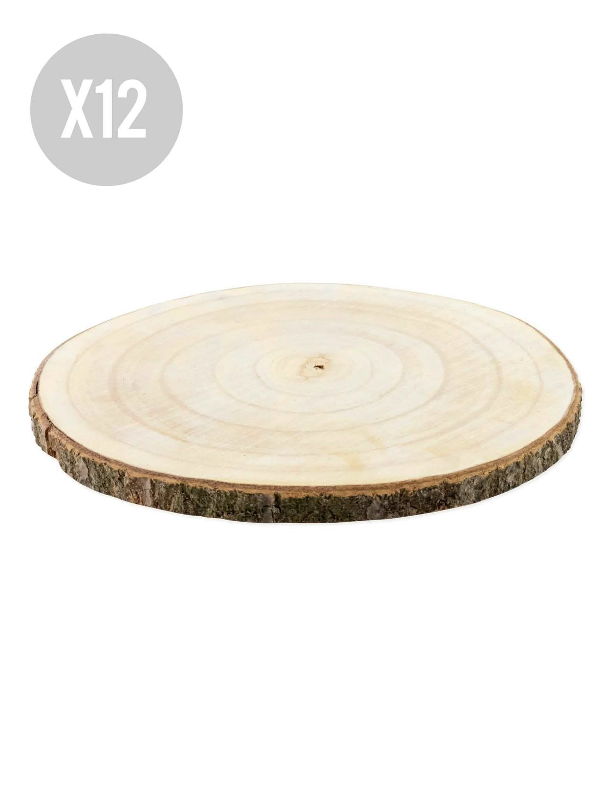 12 rodajas de madera natural 28 a 33 cm