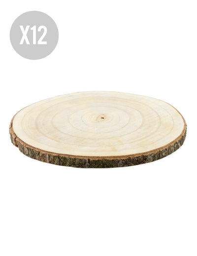 12 rodajas de madera natural 28 a 33 cm