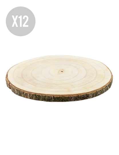 12 rodajas de madera natural 28 a 33 cm